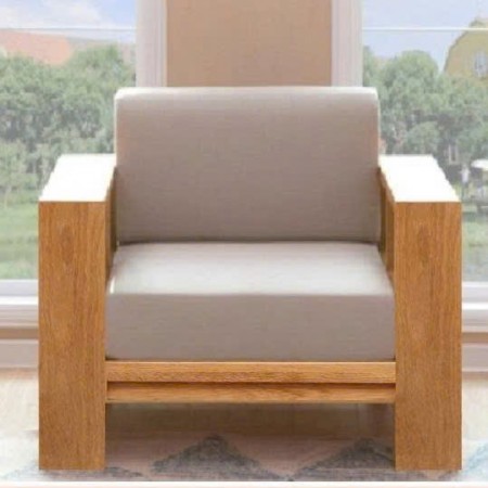 Square Oak : Ghế Sofa Đơn Gỗ Sồi Kèm Nệm